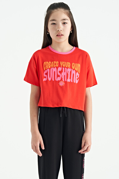 Tommylife Wholesale Fiesta Round Neck Oversize Short Sleevelu Girls T-Shirt - 75111 - Thumbnail