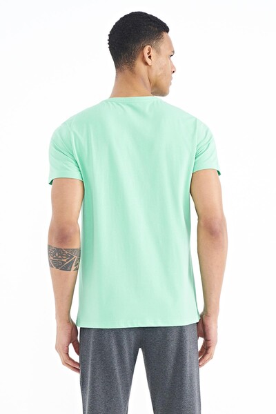 Tommylife Wholesale Frank Crew Neck Standard Fit Printed Men's T-Shirt 88219 Aqua Green - Thumbnail