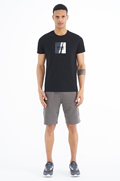 Tommylife Wholesale Frank Crew Neck Standard Fit Printed Men's T-Shirt 88219 Black - Thumbnail