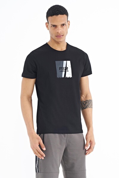 Tommylife Wholesale Frank Crew Neck Standard Fit Printed Men's T-Shirt 88219 Black - Thumbnail