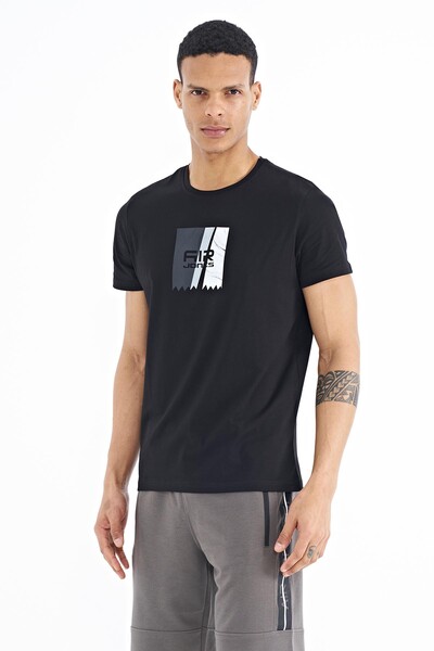 Tommylife Wholesale Frank Crew Neck Standard Fit Printed Men's T-Shirt 88219 Black - Thumbnail