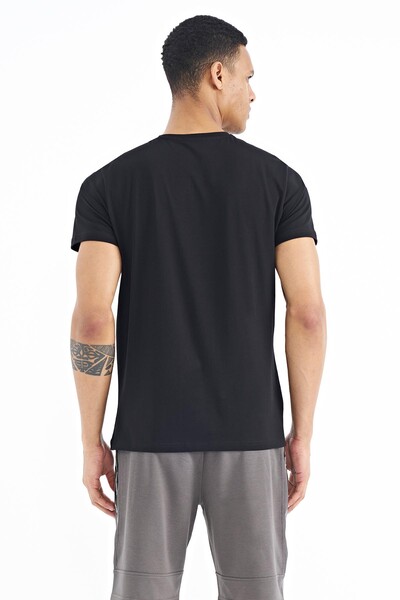 Tommylife Wholesale Frank Crew Neck Standard Fit Printed Men's T-Shirt 88219 Black - Thumbnail