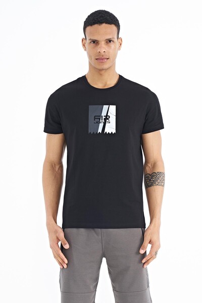 Tommylife Wholesale Frank Crew Neck Standard Fit Printed Men's T-Shirt 88219 Black - Thumbnail