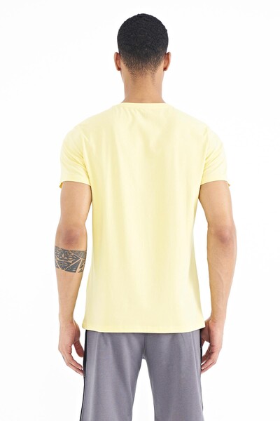 Tommylife Wholesale Frank Crew Neck Standard Fit Printed Men's T-Shirt 88219 Yellow - Thumbnail