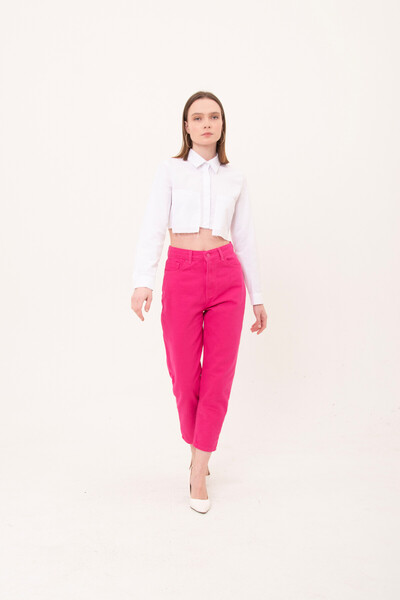 Tommylife Wholesale Fuchsia Standard Fit Gabardine Women's Trousers - 02062 - Thumbnail
