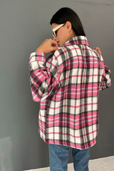 Tommylife Wholesale Fuchsia Women's Lumberjack Shirt - 02044 - Thumbnail