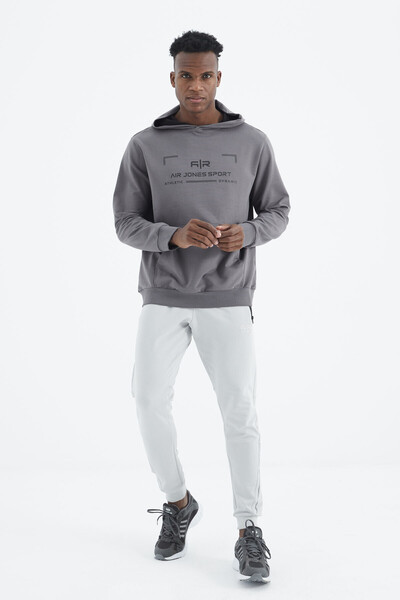 Tommylife Wholesale Galvin Hooded Standard Fit Men's Sweatshirt 88304 Dark Gray - Thumbnail