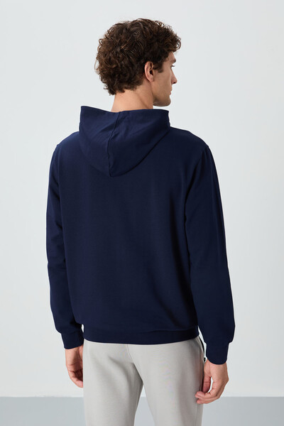 Tommylife Wholesale Galvin Hooded Standard Fit Men's Sweatshirt 88304 Indigo - Thumbnail