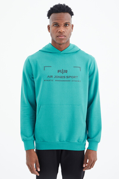 Tommylife Wholesale Galvin Hooded Standard Fit Men's Sweatshirt 88304 Sea Green - Thumbnail