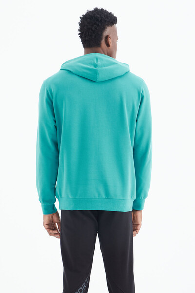 Tommylife Wholesale Galvin Hooded Standard Fit Men's Sweatshirt 88304 Sea Green - Thumbnail