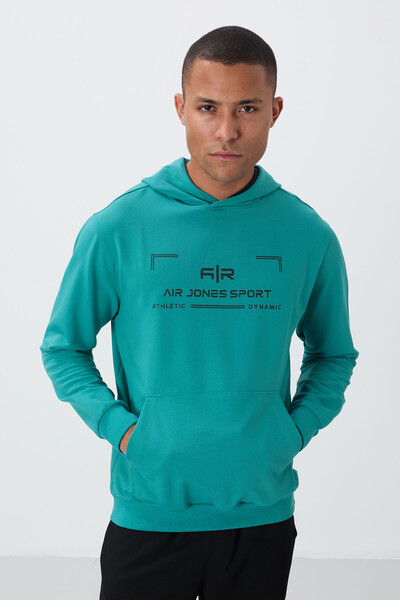 Tommylife Wholesale Galvin Hooded Standard Fit Men's Sweatshirt 88304 Sea Green - Thumbnail