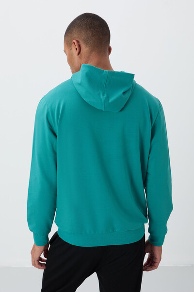 Tommylife Wholesale Galvin Hooded Standard Fit Men's Sweatshirt 88304 Sea Green - Thumbnail