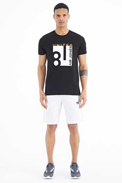 Tommylife Wholesale George Crew Neck Standard Fit Printed Men's T-Shirt 88220 Black - Thumbnail