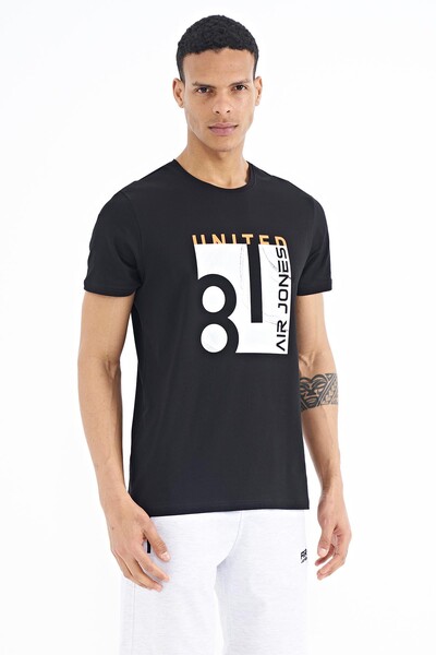 Tommylife Wholesale George Crew Neck Standard Fit Printed Men's T-Shirt 88220 Black - Thumbnail