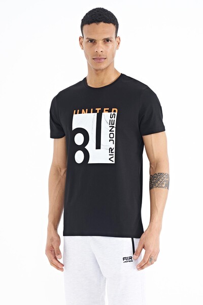 Tommylife Wholesale George Crew Neck Standard Fit Printed Men's T-Shirt 88220 Black - Thumbnail