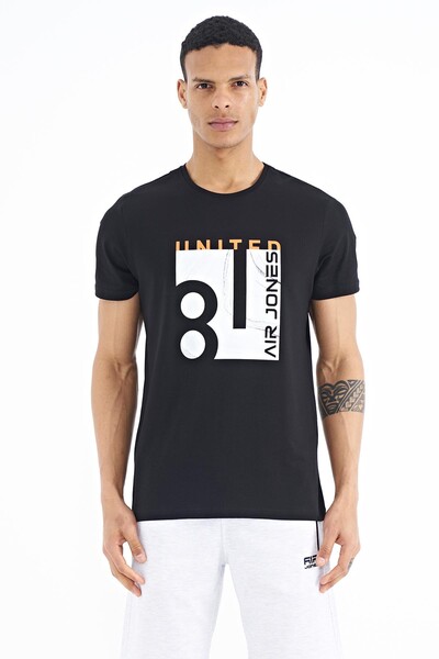 Tommylife Wholesale George Crew Neck Standard Fit Printed Men's T-Shirt 88220 Black - Thumbnail