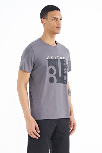 Tommylife Wholesale George Crew Neck Standard Fit Printed Men's T-Shirt 88220 Dark Gray - Thumbnail