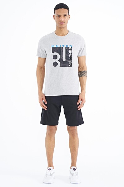 Tommylife Wholesale George Crew Neck Standard Fit Printed Men's T-Shirt 88220 Gray Melange - Thumbnail