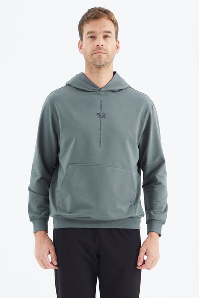 Tommylife Wholesale Grant Hooded Comfort Fit Men's Sweatshirt 88305 Almond Green - Thumbnail