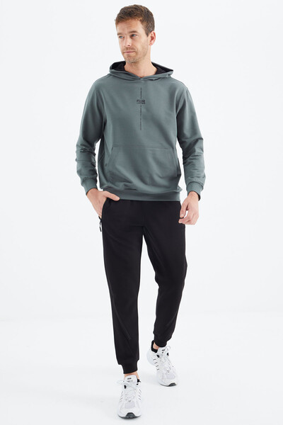 Tommylife Wholesale Grant Hooded Comfort Fit Men's Sweatshirt 88305 Almond Green - Thumbnail