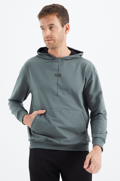 Tommylife Wholesale Grant Hooded Comfort Fit Men's Sweatshirt 88305 Almond Green - Thumbnail