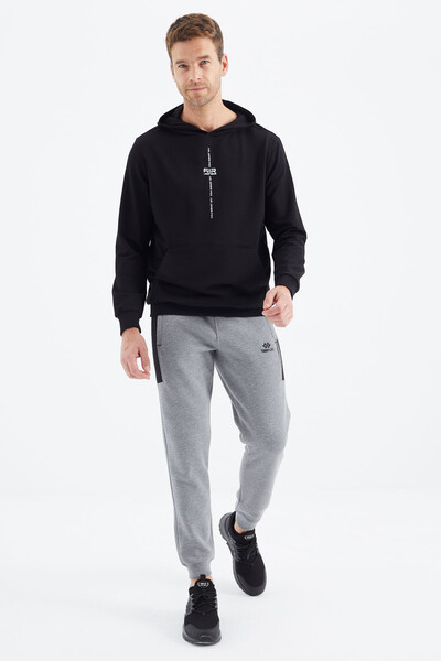 Tommylife Wholesale Grant Hooded Comfort Fit Men's Sweatshirt 88305 Black - Thumbnail