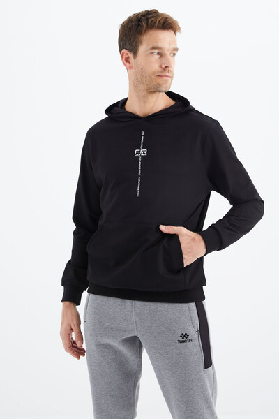 Tommylife Wholesale Grant Hooded Comfort Fit Men's Sweatshirt 88305 Black - Thumbnail