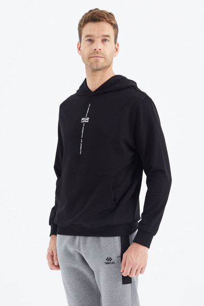 Tommylife Wholesale Grant Hooded Comfort Fit Men's Sweatshirt 88305 Black - Thumbnail