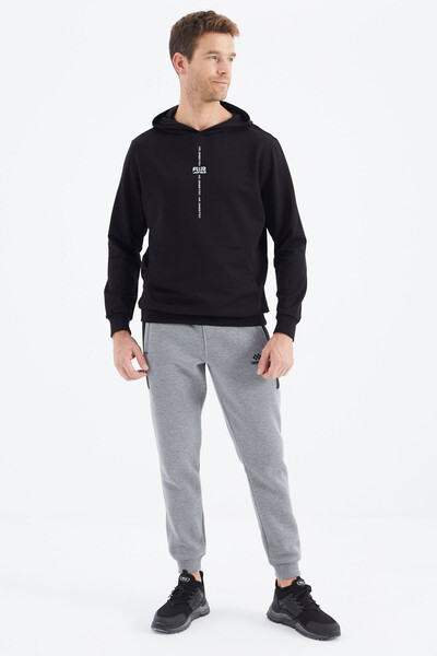 Tommylife Wholesale Grant Hooded Comfort Fit Men's Sweatshirt 88305 Black - Thumbnail