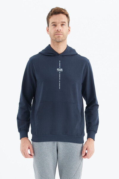 Tommylife Wholesale Grant Hooded Comfort Fit Men's Sweatshirt 88305 Indigo - Thumbnail