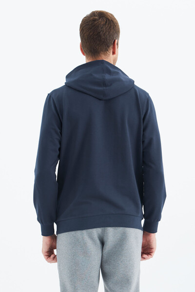 Tommylife Wholesale Grant Hooded Comfort Fit Men's Sweatshirt 88305 Indigo - Thumbnail