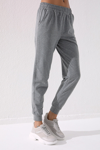 Tommylife Wholesale Gray Marl High Waist Jogger Comfy Cuffed Women's Sweatpant - 94561 - Thumbnail