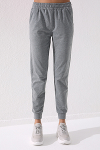 Tommylife Wholesale Gray Marl High Waist Jogger Comfy Cuffed Women's Sweatpant - 94561 - Thumbnail