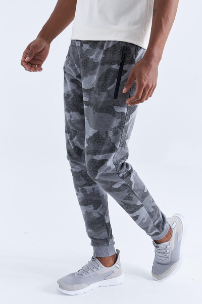 Tommylife Wholesale Gray Marl With Camouflage Pattern Slim Fit Jogger Men's Sweatpant - 84754 - Thumbnail