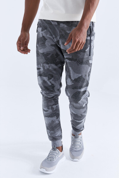 Tommylife Wholesale Gray Marl With Camouflage Pattern Slim Fit Jogger Men's Sweatpant - 84754 - Thumbnail