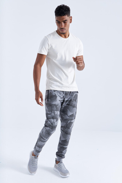 Tommylife Wholesale Gray Marl With Camouflage Pattern Slim Fit Jogger Men's Sweatpant - 84754 - Thumbnail