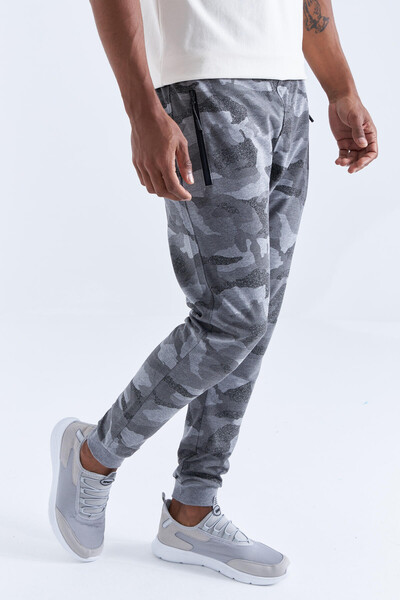 Tommylife Wholesale Gray Marl With Camouflage Pattern Slim Fit Jogger Men's Sweatpant - 84754 - Thumbnail