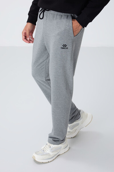 Tommylife Wholesale Gray Marl With Laced With Pockets Standard Mold Classic Hem Men's Sweatpant - 84682 - Thumbnail