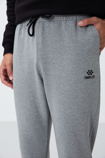 Tommylife Wholesale Gray Marl With Laced With Pockets Standard Mold Classic Hem Men's Sweatpant - 84682 - Thumbnail