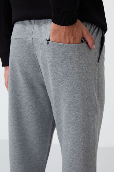 Tommylife Wholesale Gray Marl With Laced With Pockets Standard Mold Classic Hem Men's Sweatpant - 84682 - Thumbnail