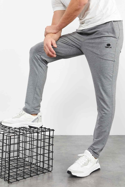 Tommylife Wholesale Gray Marl With Laced With Pockets Standard Mold Classic Hem Men's Sweatpant - 84682 - Thumbnail