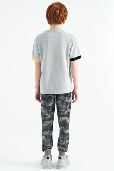 Tommylife Wholesale Gray Melange Camouflage Standard Fit Jogger Boys' Sweatpant - 11096 - Thumbnail