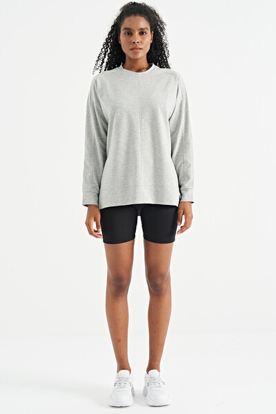 Tommylife Wholesale Gray Melange Comfort Fit Women's Sweatshirt - 02136 - Thumbnail