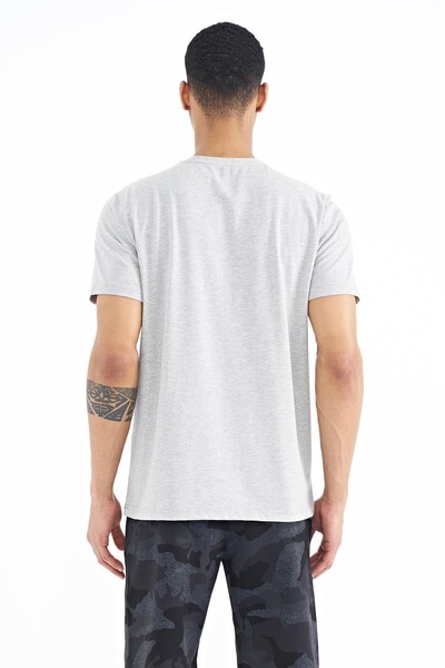 Tommylife Wholesale Gray Melange Crew Neck Standard Fit Men's T-Shirt - 88187 - Thumbnail