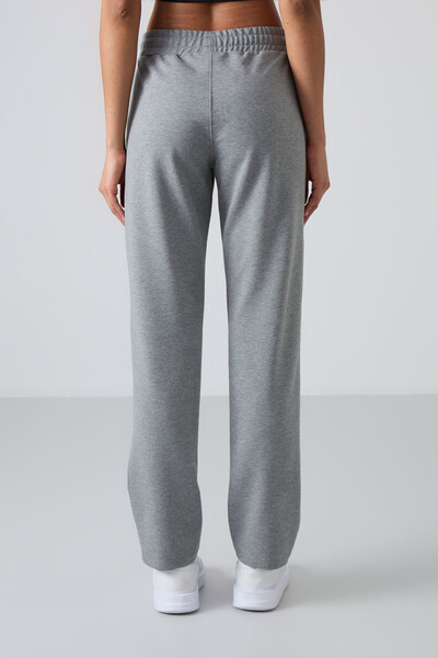 Tommylife Wholesale Gray Melange High Waist With Pocket Comfy Classic Hem Women's Sweatpants - 94584 - Thumbnail