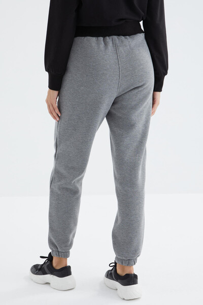 Tommylife Wholesale Gray Melange High Waisted Comfy Jogger Women's Sweatpants - 94624 - Thumbnail