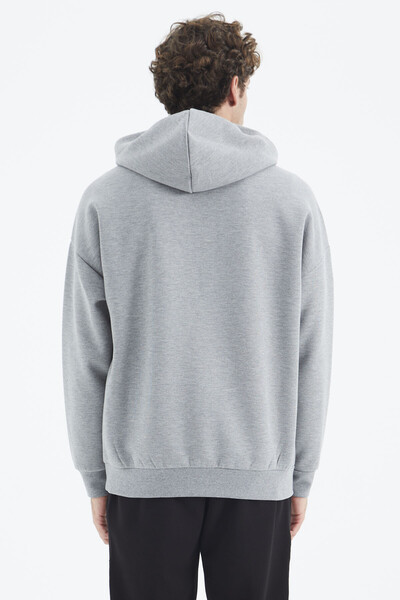 Tommylife Wholesale Gray Melange Hooded Half-Zipper Relaxed Fit Boys' Sweatshirt - 88294 - Thumbnail