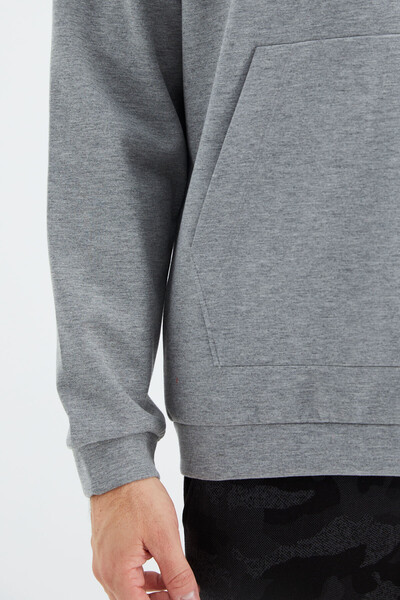 Tommylife Wholesale Gray Melange Hooded Relaxed Fit Men's Sweatshirt - 88277 - Thumbnail