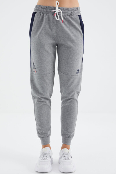 Tommylife Wholesale Gray Melange Laced Comfy Women's Sweatpants - 94645 - Thumbnail