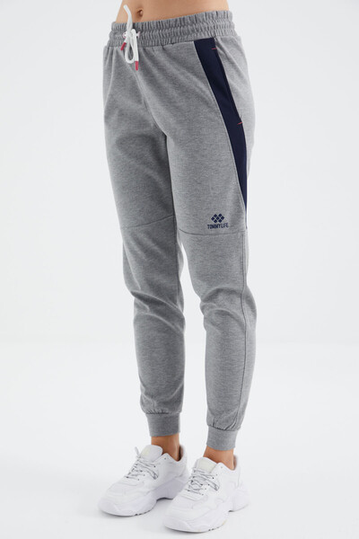 Tommylife Wholesale Gray Melange Laced Comfy Women's Sweatpants - 94645 - Thumbnail